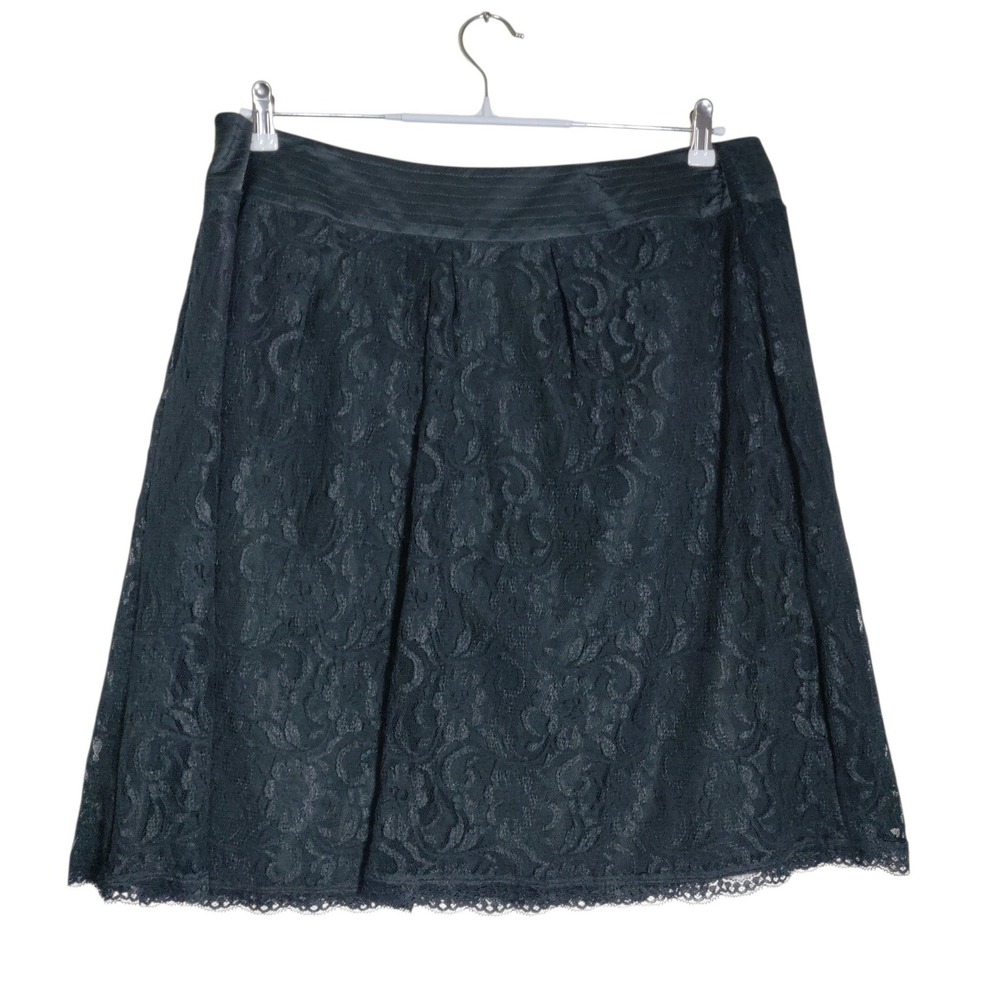 Worthington Woman Black Floral Lace A-Line Skirt Plus Size 18W Scallop Hem